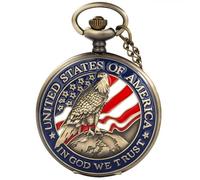 DerMacht American - Reloj de bolsillo con diseño de Estatua de la Libertad, águila, nativos americanos con 3D 250 aniversario, hecho a mano, bronce, FE. Eagle in God, Trust, ONLY reloj de bolsillo