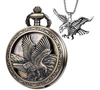 DerMacht Reloj de bolsillo con cadena de cuarzo, steampunk, hueco, águila, bronce, bronce, halcón, Navidad, día de San Valentín, cumpleaños, regalos del día del padre