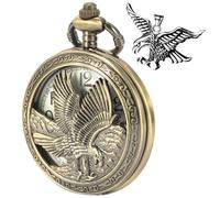 DerMacht Reloj de bolsillo con cadena de cuarzo, steampunk, hueco, águila, bronce, halcón blanco, Navidad, día de San Valentín, cumpleaños, regalos del día del padre