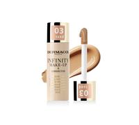 Dermacol Base de maquillaje y corrector Infinity, Multiusos, Supercobertura, Photo-friendly, Hipoalergénico, Resistente al agua, A prueba de contacto, SPF 15, 03 - SAND