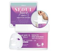 DERMAL Seoul Face Retinol + LHA Daily Quick Sheet Mask, caja dispensadora extraíble de 36 unidades con pinzas, cuidado de poros y arrugas, colágeno + péptidos, tencel vegano