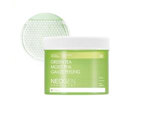 DERMALOGY by NEOGENLAB Húmedo de té verde PHA Almohadilla de gasa para pelars (30 pads) - Almohadilla exfoliante y calmante con AHA, LHA y té verde y ácido hialurónico - Cuidado de la piel coreano