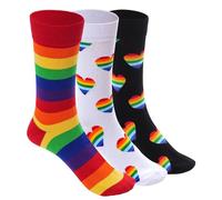 Dermalyx 3 Pares De Calcetines Orgullosos De Arcoíris De Algodón, Calcetas De Tenis Unisex Con Rayas, Coloridos Calcetines Para El Festival Del Mes Del Orgullo, Regalo Pa