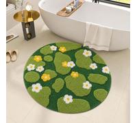 Dermalyx Alfombrilla de baño de Musgo Floral Verde, Alfombra de baño de Microfibra Tufted 3D Gruesa, Suave y mullida, Antideslizante, Lavable y Absorbente, 60x60 cm