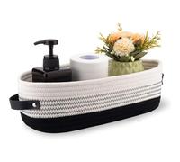 Dermalyx Cesta de Hilo de Algodón Baño Decoración Cestas Papel Higiénico Soporte Cestas Estilo Casa Rural Organizar Cestas Pequeñas Negro 33 x 15 x 10 cm