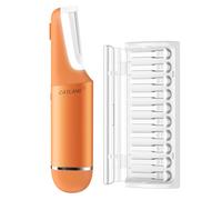 Dermaplane - Maquinilla de afeitar para mujer, herramienta de dermaplaning para cara, exfoliación sónica y sistema de eliminación de vello de melocotón con 10 cuchillas Dermaplaning, naranja cósmico