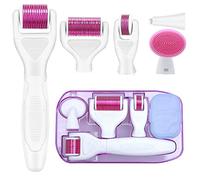 Dermaroller Titanio Kit Derma Roller 6 en 1 Microneedle Roller Dermaroller Facial para Brillos Cara Ojos Cuerpo y Cabello Rodillo de Microagujas de Piel Anti-Manchas Arrugas Cicatrices Celulitis etc