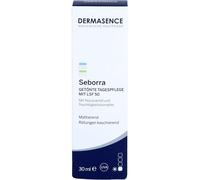 DERMASENCE Seborra Crema de día tintada SPF 50 30 ml - Crema verde contra rojeces y espinillas, oculta impurezas, mate, alta protección UV, sin perfume, cuidado de día vegano para pieles grasas