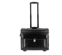 Dermata 2 ruedas maletín de piloto Piel natural 39 cm Compartimento para el portátil negro