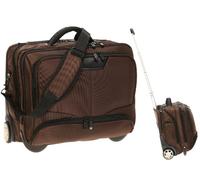 Dermata - Bolsa portátil con ruedas para ordenadores portátiles (17 pulgadas Max. 41 x 29 cm] con correa de hombro/marrón