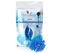 Dermawax 0,8 kg Perlas de Cera Profesional Azure para Depilación Brasileña, Línea de Bikini, Espalda - Vegana, Sin Banda, Hidratante con Manteca de Karité y Aceite de Ricino (0,8 kg, Azure)