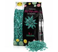 DERMAWAX 1 kg Perlas de Cera Azuleno -Cera Caliente para Depilación Profesional -Rápida Endurecimiento para Axilas, Bikini, Vello Grueso y Corto -Suave y Eficaz para Uso en Casa (1 kg, Black Azuleno)