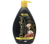 Dermomed - Lote de 6 botes de jabón en crema al aceite de argán para manos y cara, dispensador de 1000 ml