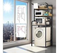 Dernoing Estanteria Multiuso sobre Lavadora 3 Niveles, Mueble sobre Lavadora con Barra de Colgar, Estante de Almacenamiento para baño (3CXYJH-QF, 70x60x190cm)