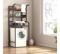 Dernoing Estanteria Multiuso sobre Lavadora 3 Niveles, Mueble sobre Lavadora con Barra de Colgar, Estante de Almacenamiento para baño (3CXYJH-HY, 70x60x190cm)