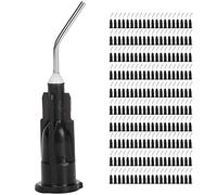 Deror Agujas dispensadoras de Punta Roma 20Ga, 200 Puntas de Aguja de irrigación pre-dobladas de desecho dentales, Negras, Ideal para aplicador de Aceite o Pegamento
