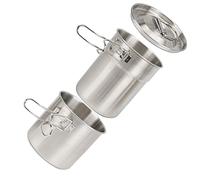 Deror - Taza de cocina de acero inoxidable, 2 piezas, taza de cocina de acero inoxidable, plegable al aire libre, campamento Cook Pot Camping batería de cocina