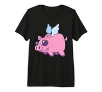 Derpy Kawaii Flying Piggy Cutie Camiseta Premium