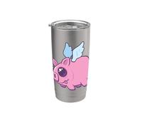 Derpy Kawaii Flying Piggy Cutie Vaso térmico de acero inoxidable de doble pared