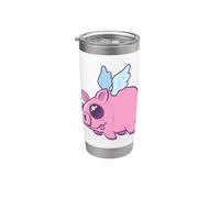 Derpy Kawaii Flying Piggy Cutie Vaso térmico de acero inoxidable de doble pared