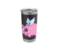 Derpy Kawaii Flying Piggy Cutie Vaso térmico de acero inoxidable de doble pared