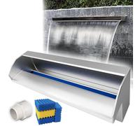 Derramadero de acero inoxidable para estanque, cascada para terraza, patio trasero y jardín, piscina, salida de fuente con accesorio y filtro para mejorar las características del agua