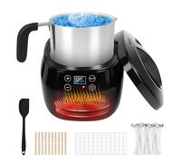 Derretidor de cera eléctrico de 1 litro con indicador de temperatura LED, olla de cera con boquilla para hacer velas, incluye mechas, pegatinas, centrador y cuchara agitadora, juego de fabricación de