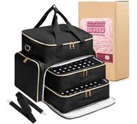 DERSTUEWE Estuche organizador de esmalte de uñas con capacidad para 96 botellas y lámpara de uñas, bolsa organizadora de esmalte de uñas impermeable con doble capa, organizador de almacenamiento de