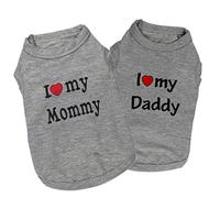 DERUILA - 2 camisetas para perro, diseño con texto en inglés "I Love My Mommy/Daddy"