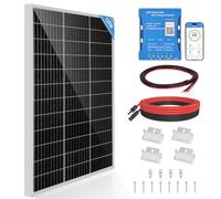 DERUXI 120W Panel Solar Monocristalino Kit 12V Panel Solar 120 Vatios Módulo Solar Contiene 20A Bluetooth Regulador de Carga Solar + 5m Cable Solar + Z-Soportes Para Autocaravana, Barco, Caravana