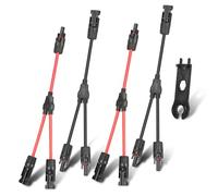 DERUXI 6 mm² 2 pares de cables solares distribuidores en Y, 1 pieza de herramienta solar, 1Y2 cable de panel solar MMF + FFM para panel solar paralelo PV, conector solar y cable en Y, adaptador