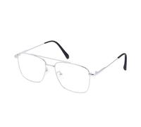 Dervin Blue Cut Zero Power - Gafas con bloqueo de luz azul, montura cuadrada para proteger los ojos de los rayos UV de ordenadores, tablets, ordenadores portátiles, teléfonos móviles, plata, M