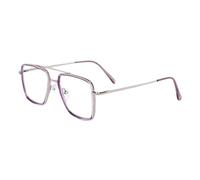 Dervin Gafas de bloqueo de luz azul Blue Cut Zero Power, antirreflejos, marco cuadrado para proteger los ojos de la radiación UV de ordenador/tableta/teléfono móvil/portátil, morado, M