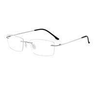Dervin Zero Power Blue Cut - Gafas para ordenador para hombre y mujer, antideslumbrante, ligeras y bloquean los rayos dañinos, gafas rectangulares de titanio sin montura, plateado y blanco, M