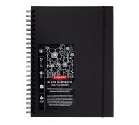 Derwent 2300379 - Cuaderno Vertical de Anillas en Tamaño A4 con las Hojas en Color Negro de Derwent, 40 Hojas, Papel Libre de Ácidos, Bloc de Notas Espiral, Calidad Profesional, Negro