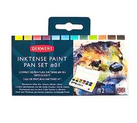 Derwent 2302636 - Set de Paleta de Acuarelas Derwent Inktense n.1 con 12 Colores, Soluble en Agua, Ideal para Dibujar y Pintar en Papel o Tejidos, Calidad Profesional, Tamaño de Viaje