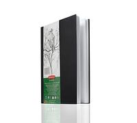 Derwent 2306010, Cuaderno de Dibujo de Tapa Dura Derwent Academy A4, 128 Hojas/64 Páginas de 135 g/m², Superficie Suave, Microperforado, Para Estudiantes de Bellas Artes, Negro