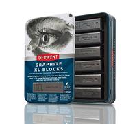 Derwent 2306195 - Barras de Colores XL de Grafito, Caja Metálica de 6 Barras Extra Largas de 60mm, Solubles en Agua, Ideales para Bocetos, Dibujo y Bellas Artes, Calidad Profesional