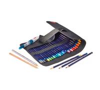 Derwent 2306206 - Estuche Enrollable Para 24 Lápices Con Bolsillo Con Cremallera, Material Nylon Resistente, Banda Elástica Ajustable, Diseño Compacto Para Transporte, Color Negro