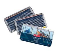 Derwent 32889 - Caja Metálica Con 72 Lápices Acuarelables Watercolour, Textura Suave Para Mezclas Y Capas, Pigmento Activable Y Reactivable Con Agua, Set Completo En Estuche Metálico