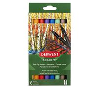 Derwent Academy - Rotuladores de punta doble, 8 unidades, punta fina y pincel,98206
