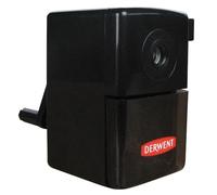 Derwent Afilador manual de escritorio helicoidal de plástico, Super Point Mini, bandeja deslizante, depósito y abrazadera de escritorio, calidad profesional, 2302000, negro, paquete de 1