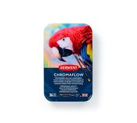 Derwent Chromaflow Estuche de 36 Lápices, Núcleo de 3.5mm y Gran Dureza, Textura Suave y Fácil de Mezclar, Ideal para Dibujar, Pintar y Colorear, Calidad Profesional, 2306012