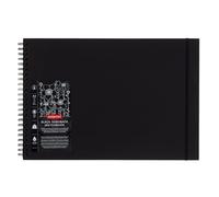DERWENT Cuaderno Derwent con Papel Negro Apaisado Tamaño A3 para Dibujar y Escribir, 40 Hojas, Papel Libre de Ácidos, Bloc de Notas Espiral, Calidad Profesional, Negro, 2300381