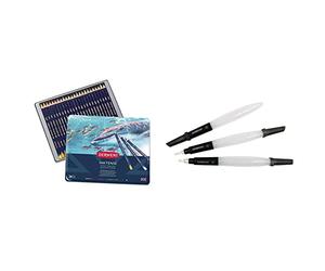 DERWENT Inktense Lápices Permanentes y Solubles en Agua para Pintar y Dibujar + Pincel para Pintar con Acuarelas, Pack de 3, Incluye Punta Cincel, Fina y Media, Calidad Profesional, 2301975