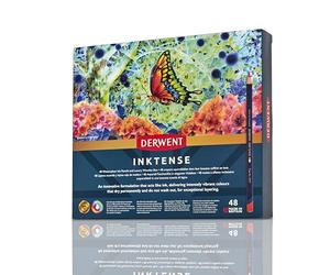 Derwent Inktense Pinturas de Colores Solubles en Agua, Estuche de Madera con 48 Colores, Núcleo de 4mm, Soluble en Agua, Ideal para Colorear, Pintar y Dibujar, Calidad Profesional (2300151)