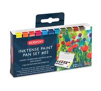 Derwent Inktense Set de Acuarelas #2 con 12 Colores, Media Paleta de Pinturas, Soluble en Agua, Ideal para Dibujar y Pintar en Papel o Tejidos, Calidad Profesional, Tamaño de Viaje (2305789)