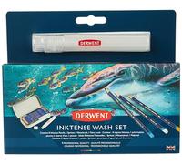 Derwent Inktense Set de Acuarelas con 8 Lápices de Color Acuarelables, Incluye Pulverizador, Pincel de Agua y de Acuarelas, Ideal para Dibujar y Pintar en Papel y Tejidos, Profesional (2302584)