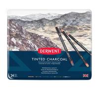 Derwent Lápices de Carboncillo Tintado Caja Metálica 24 Unidades Colores Surtidos