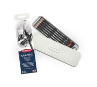 Derwent Lápices de Grafito para Dibujo Gráfico para Dibujar y Escribir, Set de 6 con Sacapuntas, Ideal para Bocetaje, Calidad Profesional, 0700835